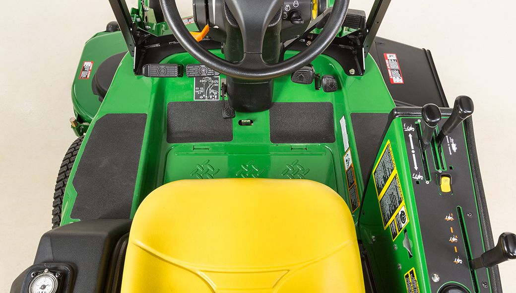 over the top view of the mower seat and station