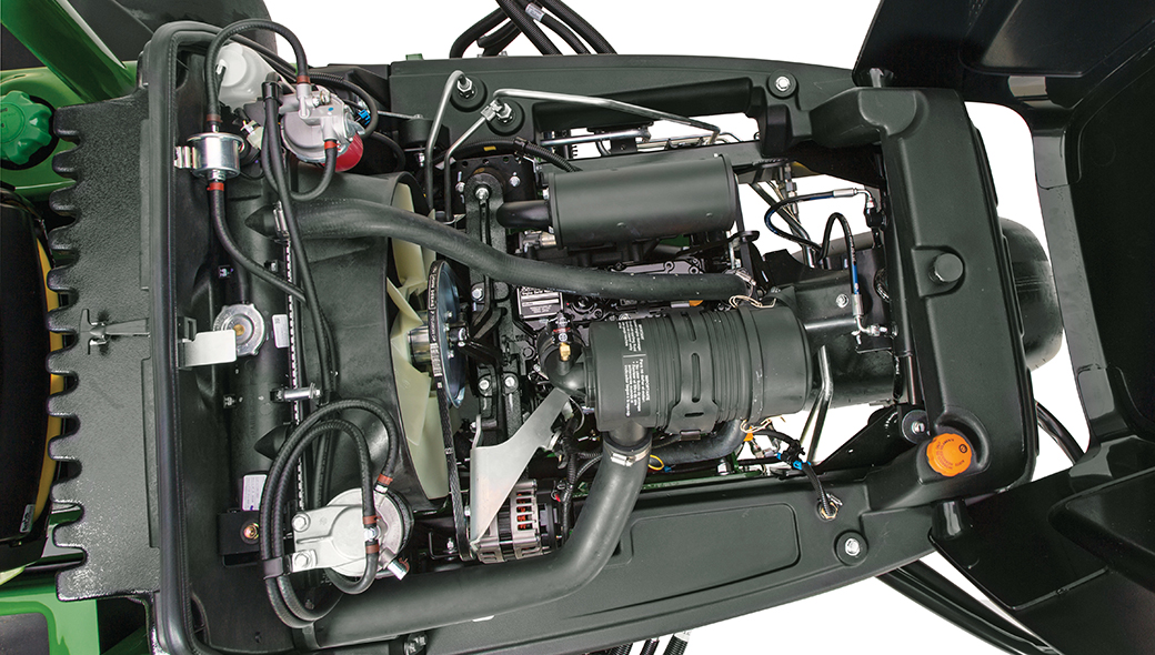 A close up of 6080A E-Cut™ Hybrid's engine