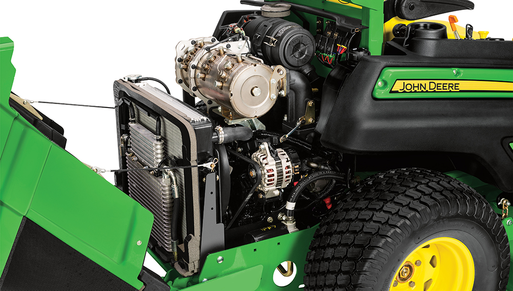 Close-up view of the engine on the Z997R ZTrak Zero Turn Mower