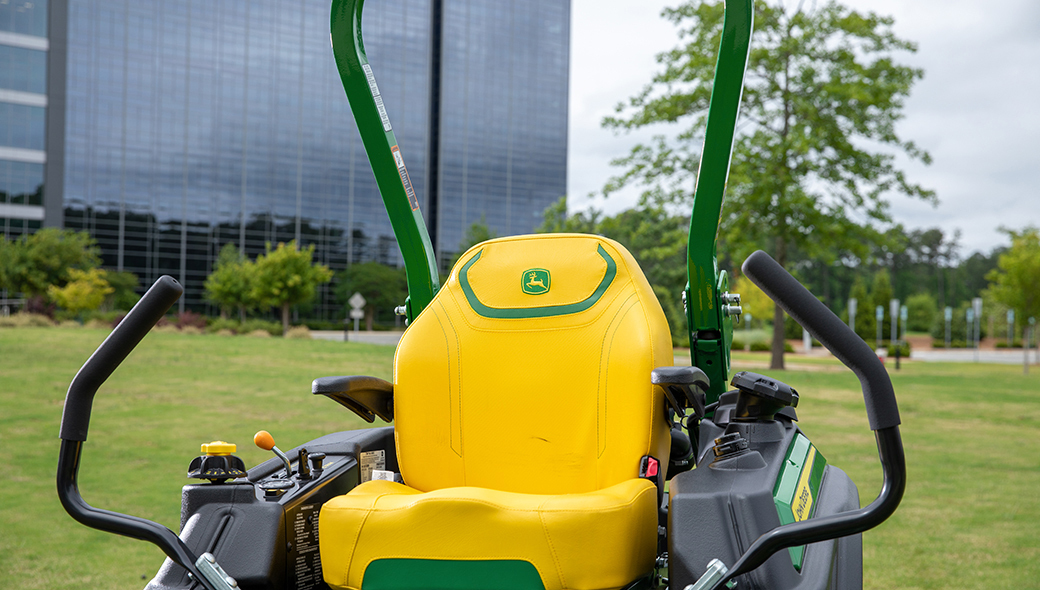 Close-up view of the yellow seat on the Z760R ZTrak