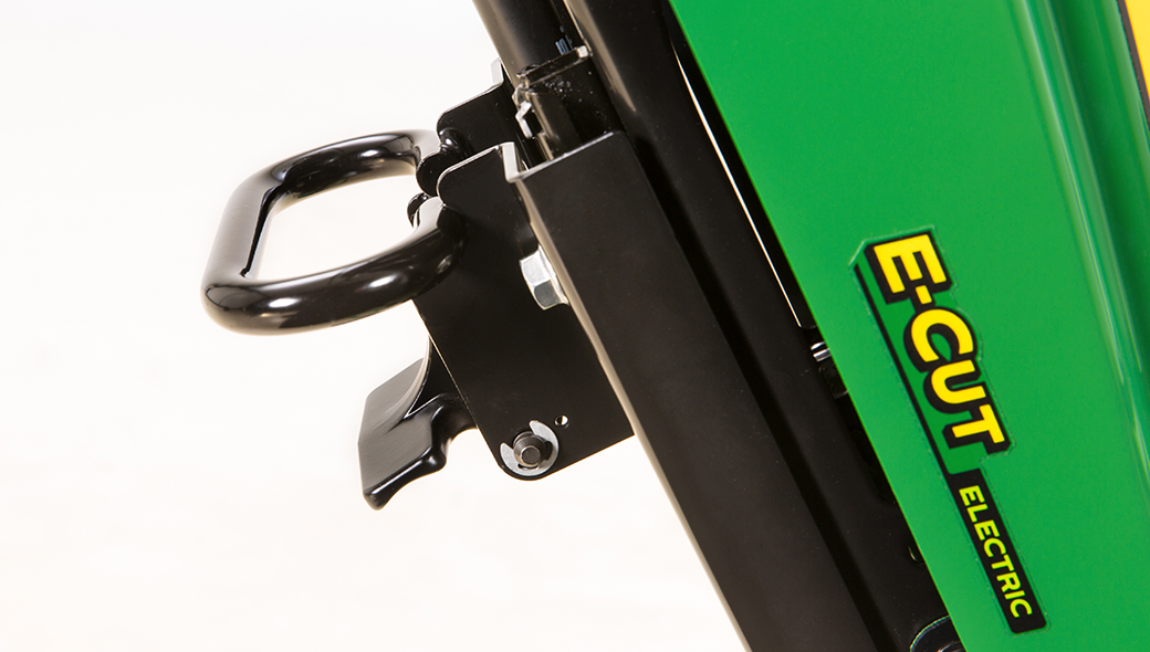 Close-up view of the adjustable mower height on the 225 E-Cut Electric Walk Greens mower