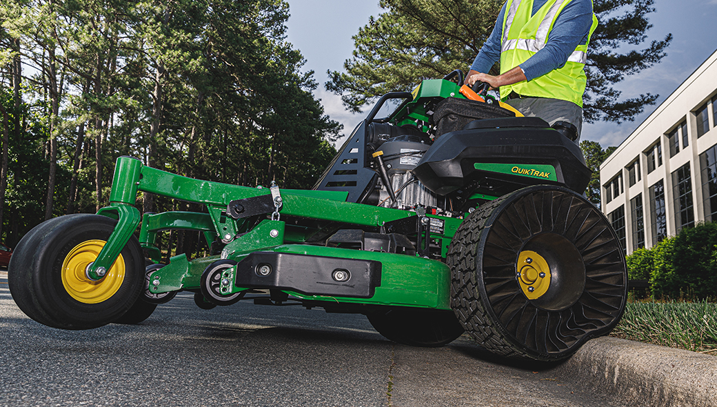 Man mowing with the QuikTrak Q850M